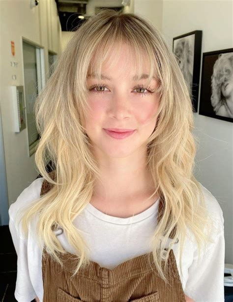 40 Cute Styles Featuring Curly Hair With Bangs Blonde Hair With Bangs