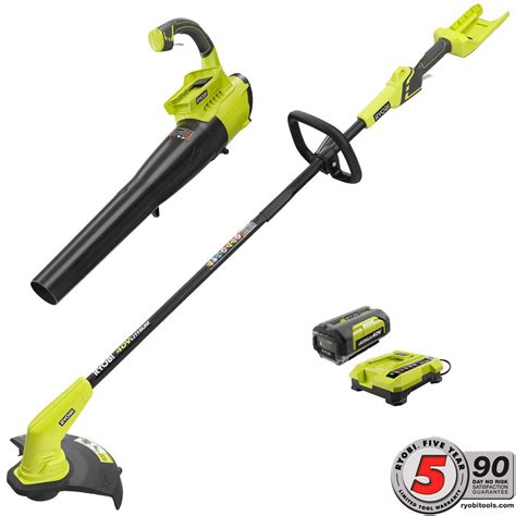 Ryobi 40 Volt Lithium Ion Cordless String Trimmer And Jet Fan Blower