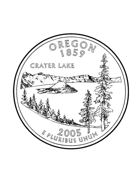usa printables oregon state quarter  states coloring pages
