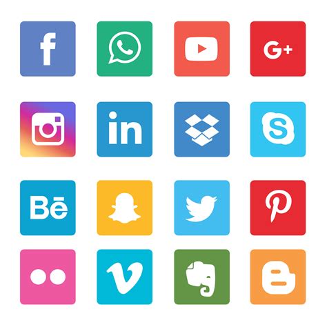 social media icons set   vectors clipart graphics