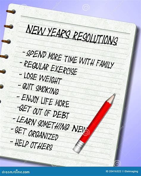 years resolutions list stock photography image