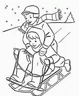 Coloring Pages Winter Printable Clipart Kids Colouring Library Snow Playing sketch template