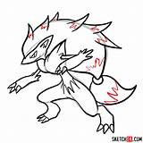 Pokemon Zoroark Draw Anime Step Drawing sketch template