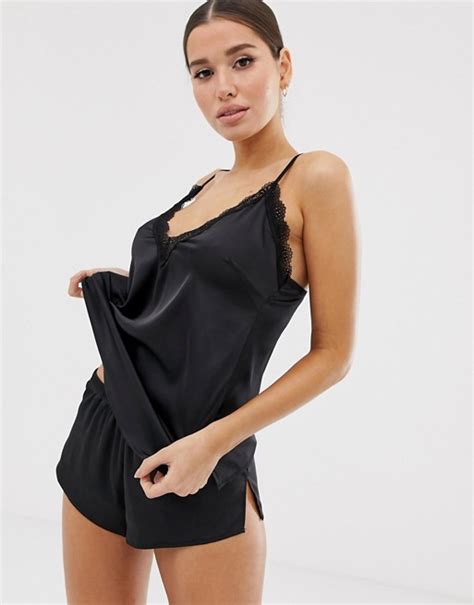 ann summers angelina cami pyjama set in black asos