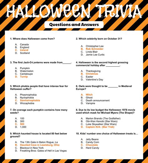 halloween trivia printables   halloween  update