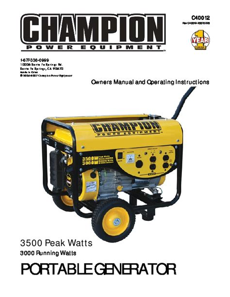 champion   generator owners manual