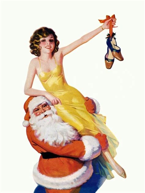 1940s pin up girl santa claus merry christmas 2 picture poster print