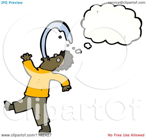 Cartoon Of A Black Man Spitting Water And Thinking