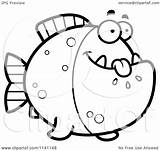 Fish Hungry Cartoon Piranha Coloring Clipart Outlined Vector Cory Thoman Royalty sketch template