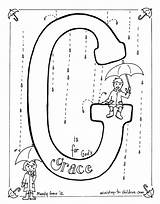 Grace Coloring Pages Bible God Alphabet Letter Children Printable Gods Kids Ministry Christian Sheets Colouring School Activities Sunday Easy Umbrella sketch template