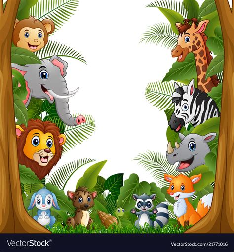 animals forest meet   frame royalty  vector