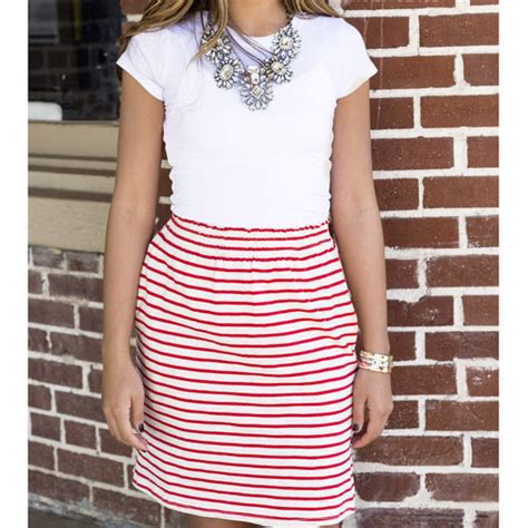 skirt red white stripes striped skirt red  white stripes high