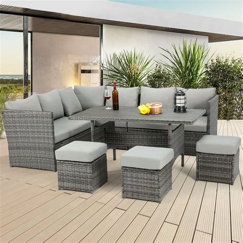 danrelax  piece patio conversation set outdoor sectional sofa pe