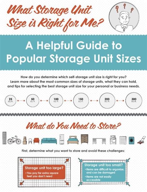 select  perfect storage unit size   belongings infographic video bargain