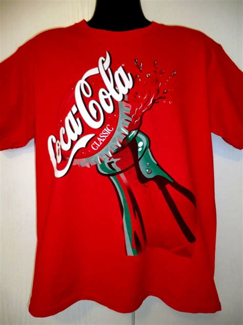 vintage red coca cola large  shirt coke classic glass bottle