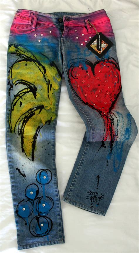 hand painted jeans wwwsocofreirecom recycle jeans projects upcycle