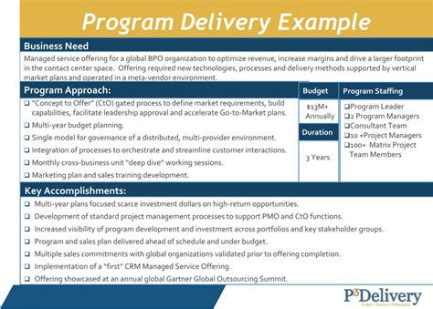 project examples p delivery project process  performance management