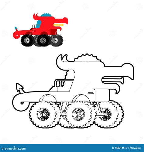 monster truck dragon coloring book animal car  big wheels stock