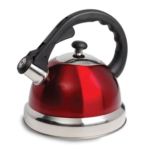 small red stovetop tea kettle   home