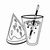 Watermelon Juice Cartoon Straw Cup Vector Illustration sketch template