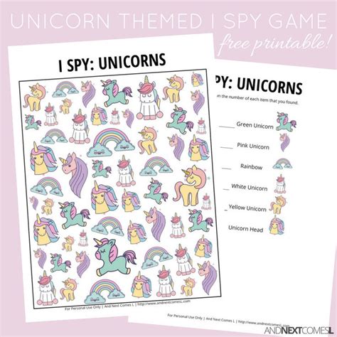 inspiring  printable unicorn games  unicorn birthday