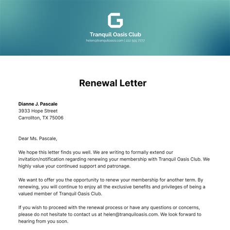 renewal letter template   word google docs
