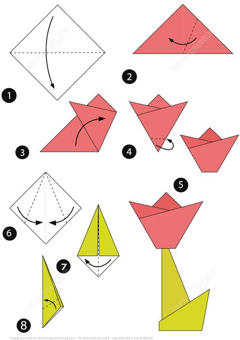 origami tulip step  step instructions  printable