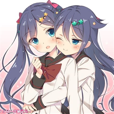 Anime Girl Opposite Twins