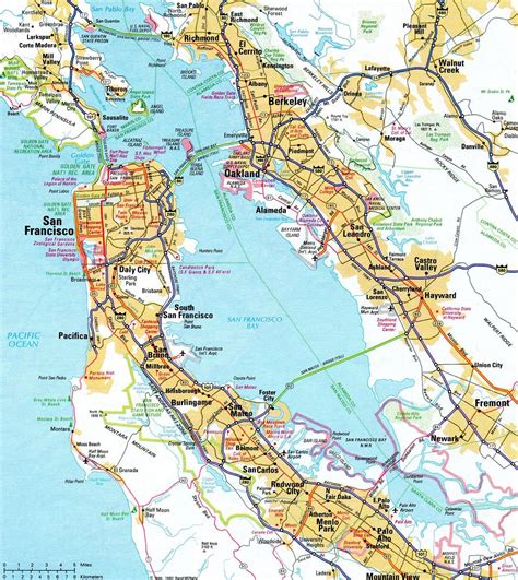 bay area freeway map map  bay area freeway california usa
