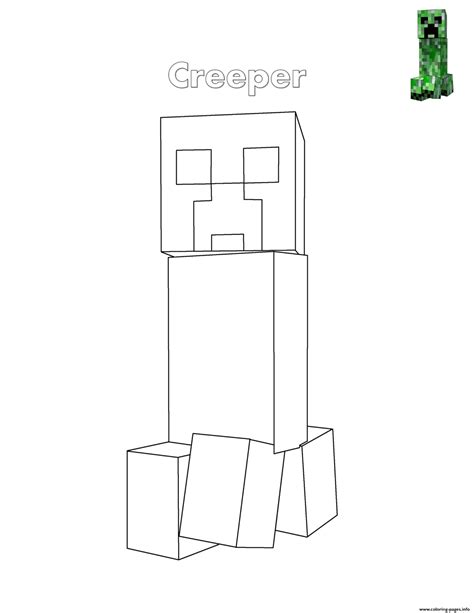 creeper minecraft coloring page printable