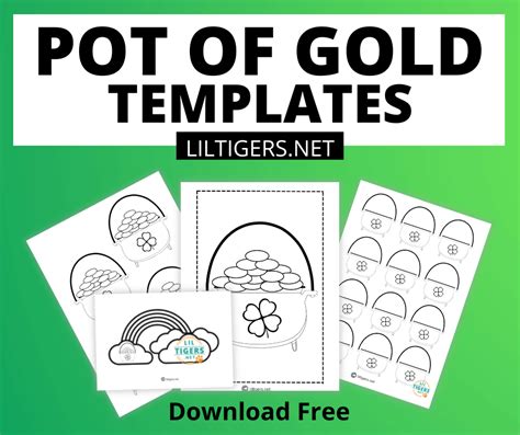 printable pot  gold templates lil tigers lil tigers