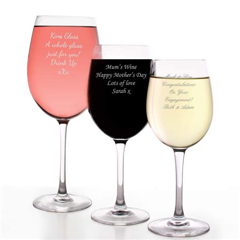 engraved wine glass personalised wine glass white red