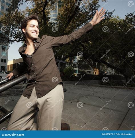 man waving stock image image  pleased wave waving