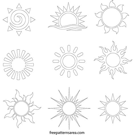 sun vector files  printable stencils templates sun tattoo