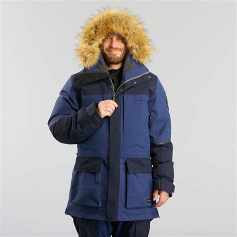jacket parka arctic trekking  unisex  warm blue decathlon
