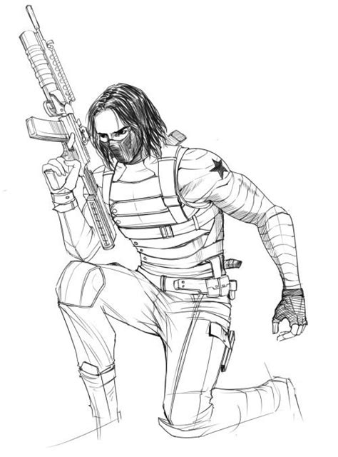 winter soldier bucky barnes coloring pages book  kids