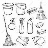 Cleaning Supplies Tools Drawing Household Clean House Clip Coloring Office Vector Doodle Draw Sketch Drawings Doodles Stock Icon Icons Clipart sketch template