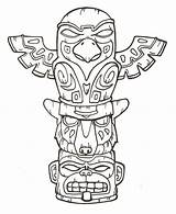 Totem Pole Native Coloring Printable Pages Kids Drawing American Poles sketch template