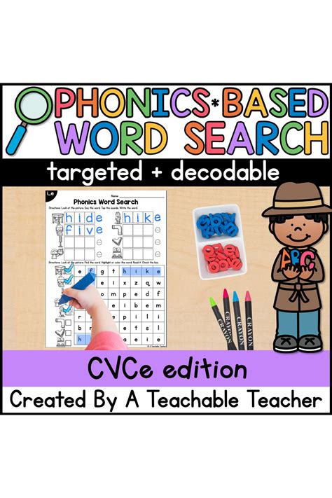cvce worksheets phonics word search write find cvce words  teachable teacher