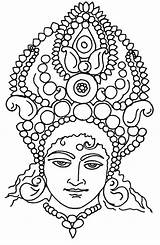 Durga Hindu Maa Navratri Puja Goddesses Mythology sketch template