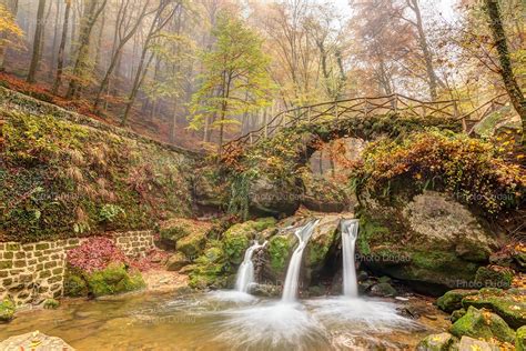 mullerthal schiessentuempel waterfall stock images luxembourg