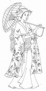 Chinois Geisha Japanische Radieuse Japonais Japonaise Gueixas Adulte Japoneses Asien Broderie Gueixa Adultos Parasol Asiatique Stickerei Malen Erwachsene Ausmalen Vorlagen sketch template