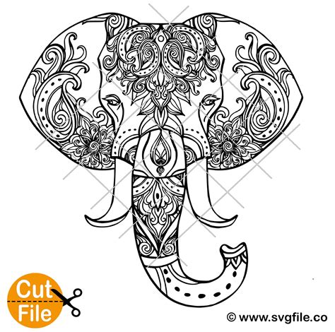 elephant mandala  svgfileco  cent svg files life time access