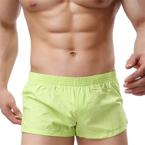 Uhuse Men S Solid Color Mid Rise Casual Home Shorts Sexy Breathable