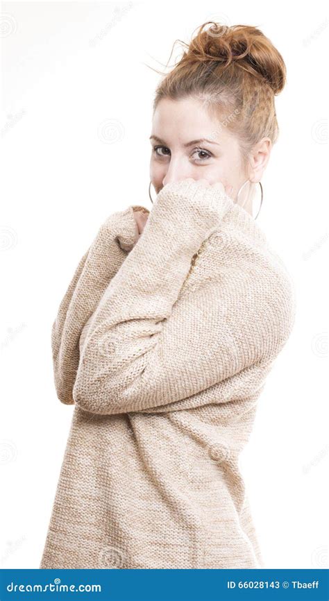 young girl  hiding  face   hands stock image image  beauty girl