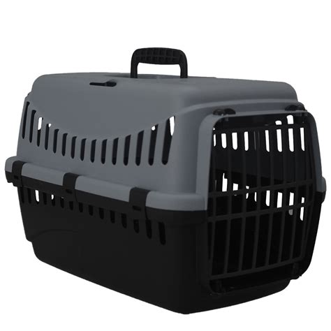 grey portable pet carrier cat puppy travel cage dog carry basket