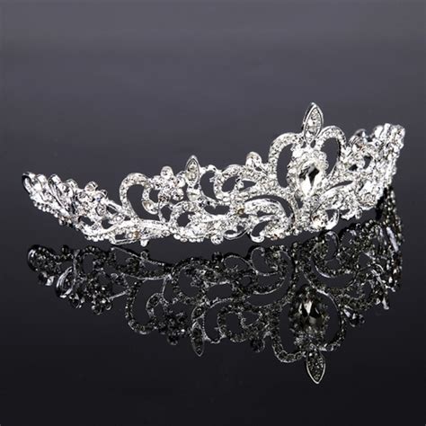 Bridal Princess Austrian Crystal Tiara Wedding Crown Veil Hair