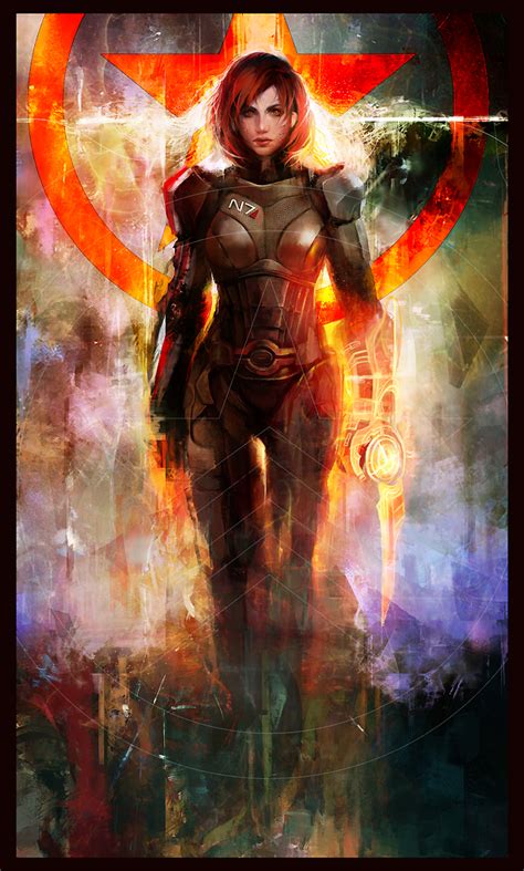 1girl Arm Blade Armor Commander Shepard Commander Shepard