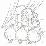 Coloring Barbie Pages Movie Library Dancing Princesses Cartoon sketch template