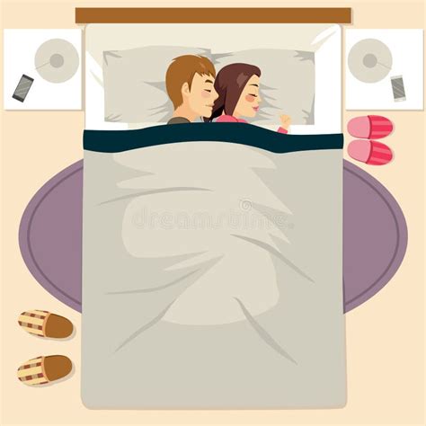 Couple Sleeping Happy Together Stock Vector Illustration Of Cartoon